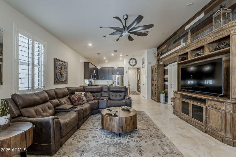Spacious greatroom overlooks kitchen.