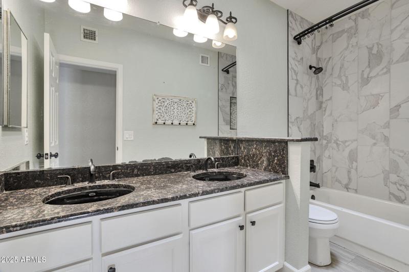 Hall Bathroom with Dual Sinks