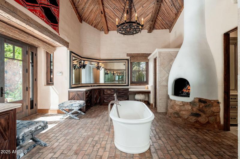 Primary Suite Bathroom with Fireplace