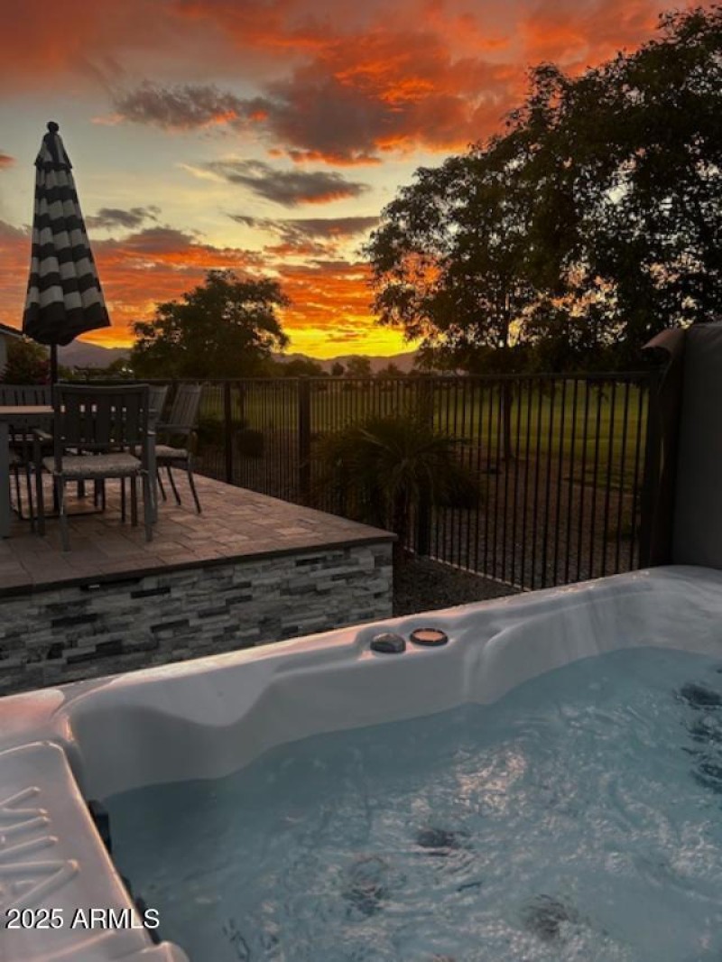 hot tub sunset view