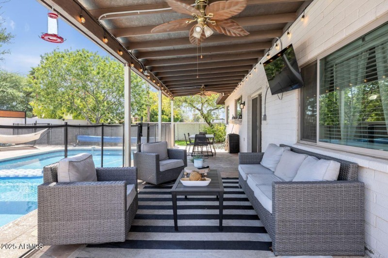 Covered Patio with Pool Views