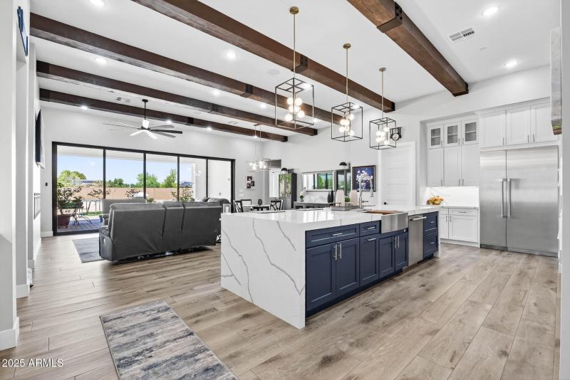 Kitchen- 12' waterfall quartz island