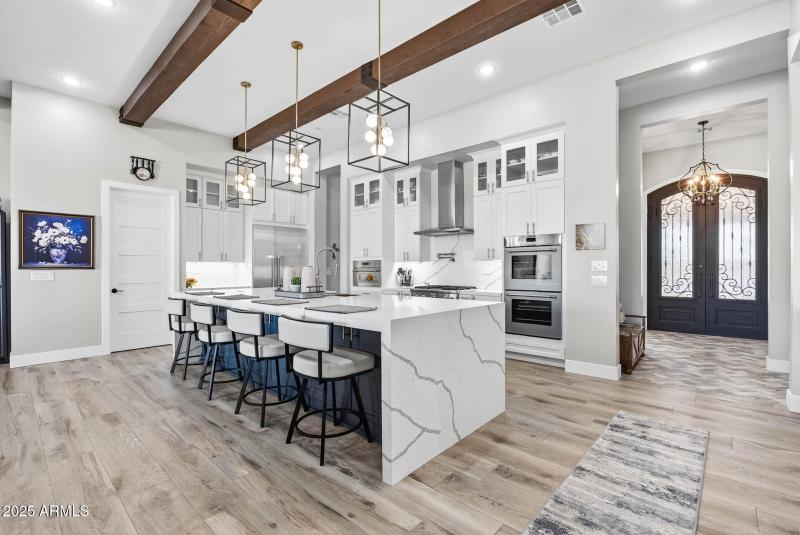 Kitchen- 12' waterfall quartz island