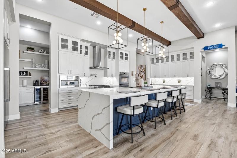 Kitchen- 12' waterfall quartz island
