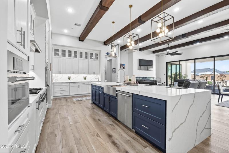 Kitchen- 12' waterfall quartz island