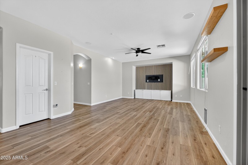 living room near kitchen