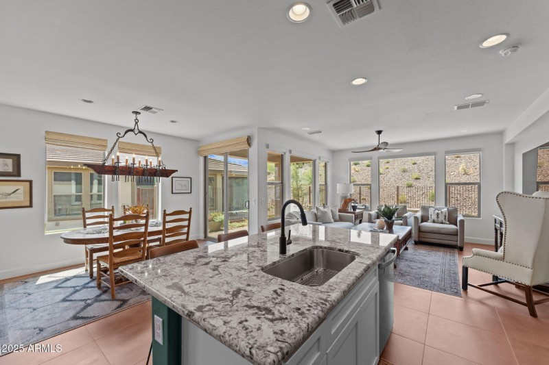 View from kitchen to great room
