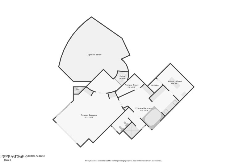 FLOORPLAN - UPPER FLOOR - MAIN SUITE BED