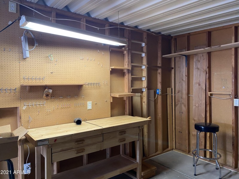 Work bench in shed