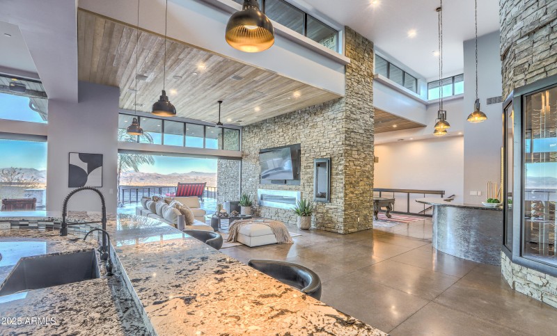 From kitchen toward great rm