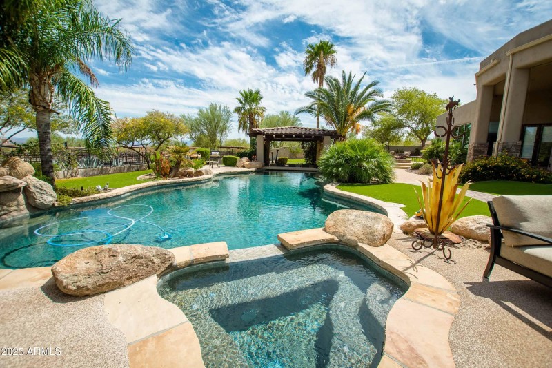 pool and spa in the rear yard
