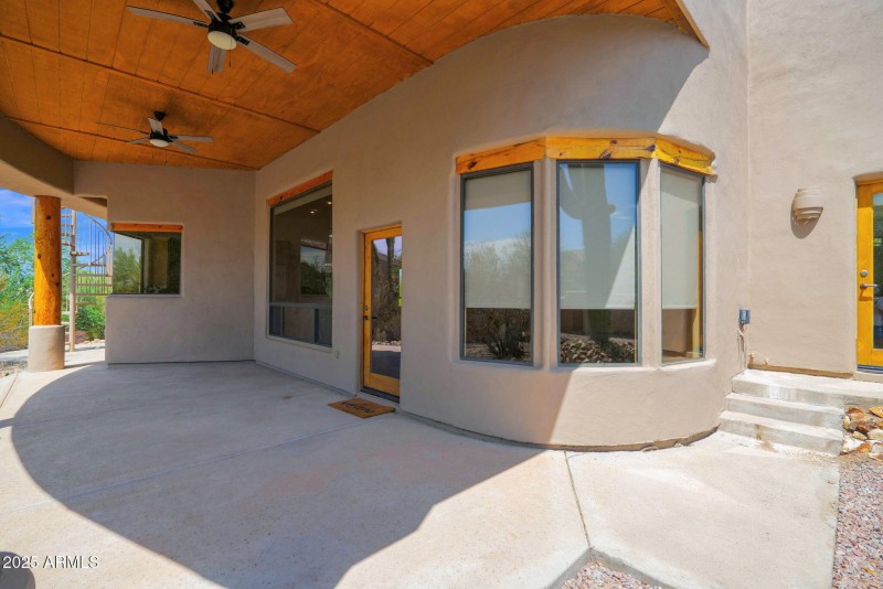covered patio to view deck