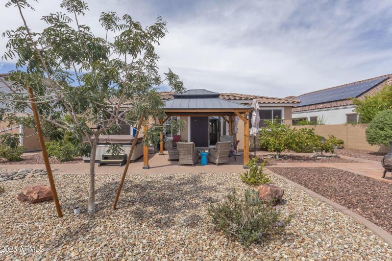 Backyard pergola and spa