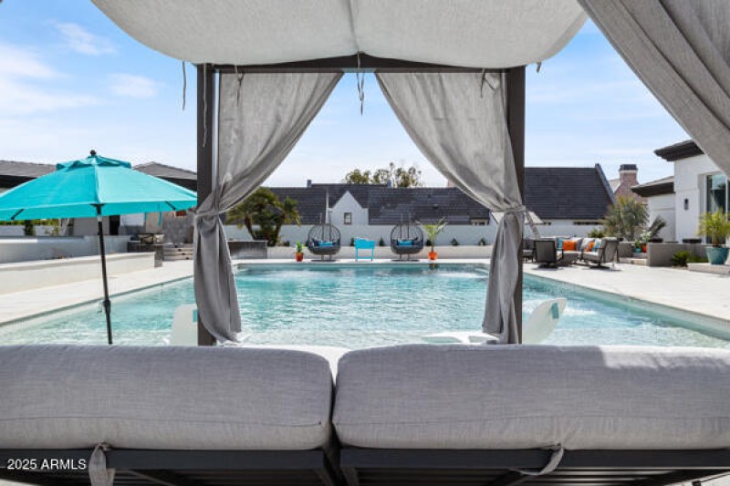 pool view through lounge chair
