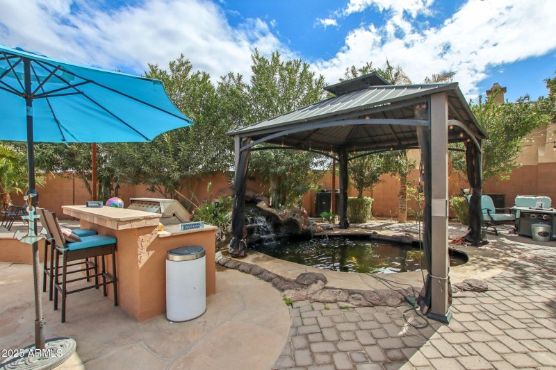 Built in BBQ - Koi Pond!