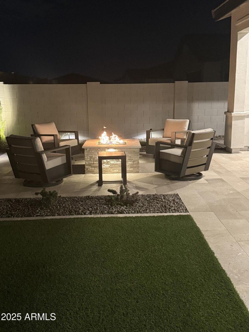 Nighttime Fire Pit Patio