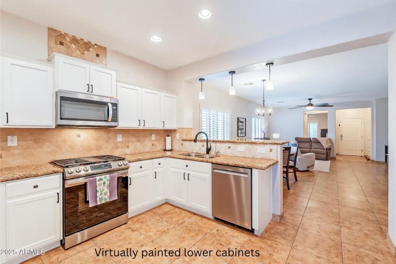 Virtually painted lower cabinets