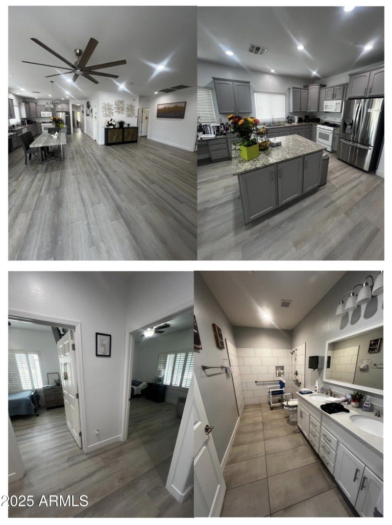 KITCHEN, BATHROOMS, LIVING ROOM