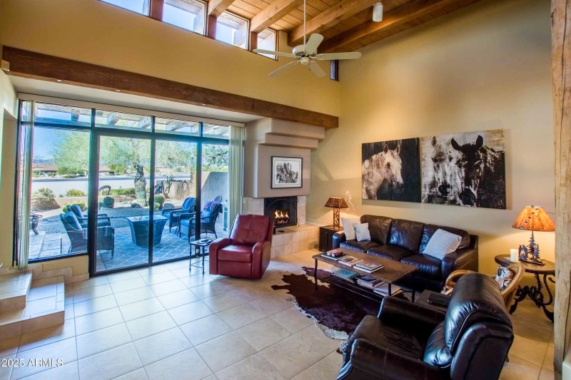 great room with fire
