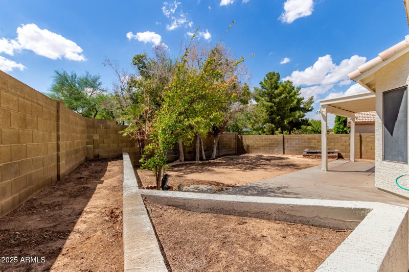 Backyard with Block Fence