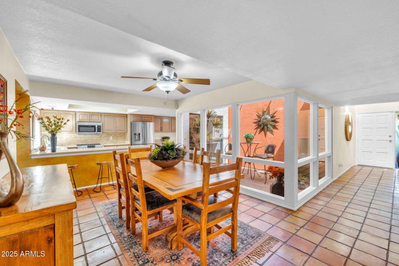 Kitchen, dining and atrium