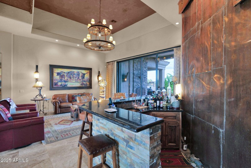 Copper wall behind Full Bar