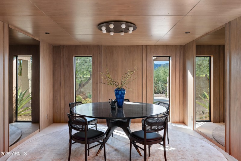 Dining room w/custom walnut paneling