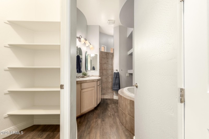 Master closet and bathroom