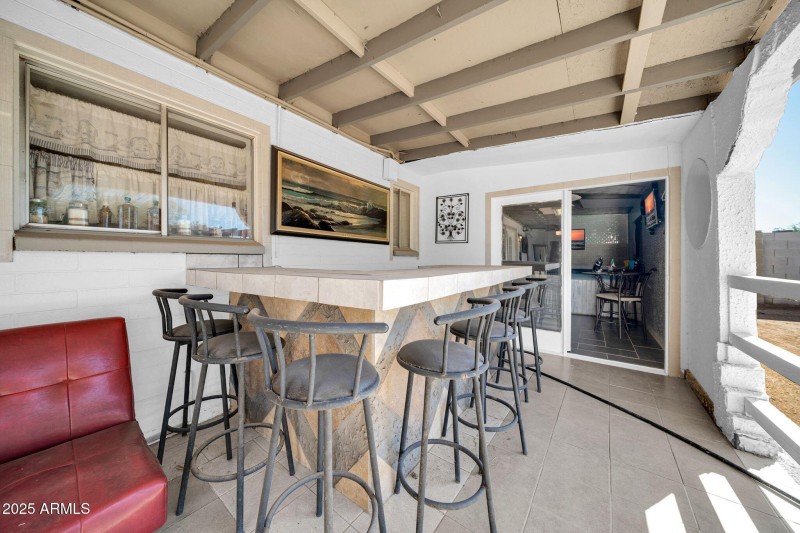 Built-in bar on patio.