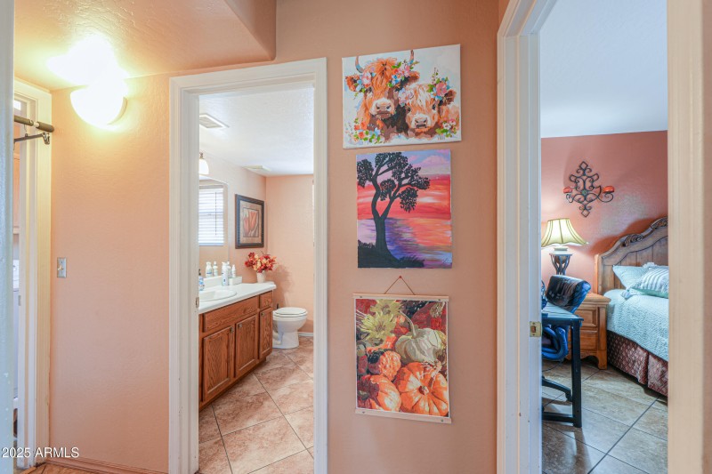 Downstairs bed and bathroom