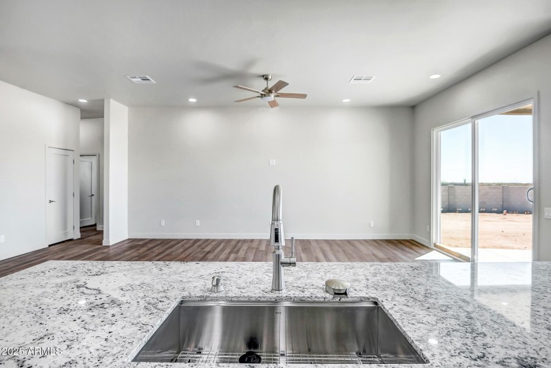 Kitchen island looking onto great room
