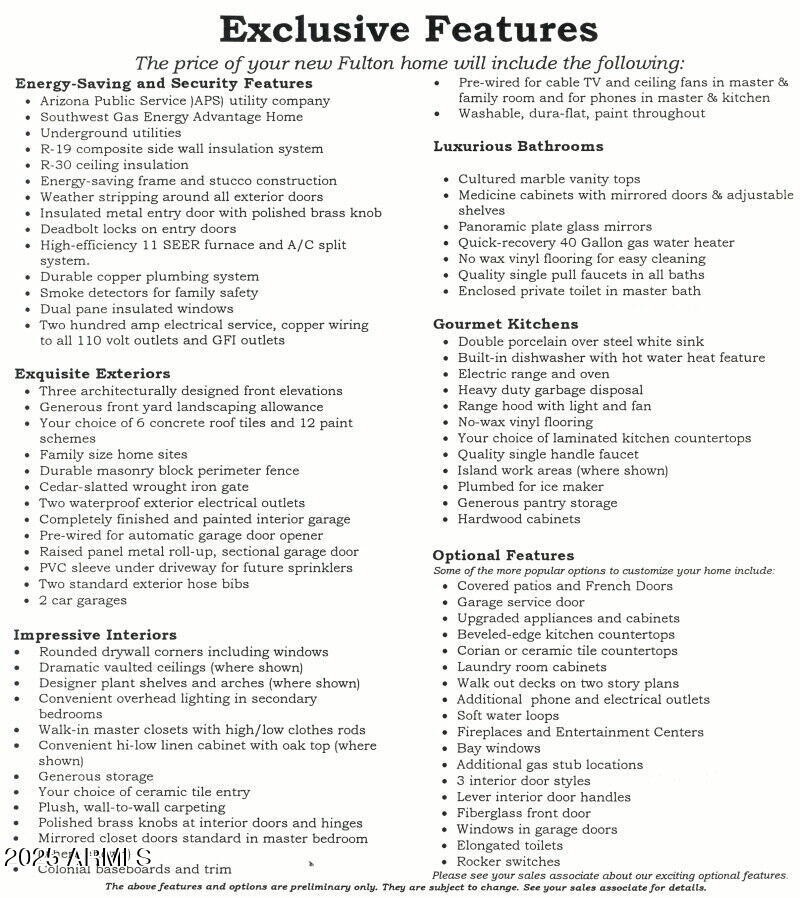 Builder feature sheet