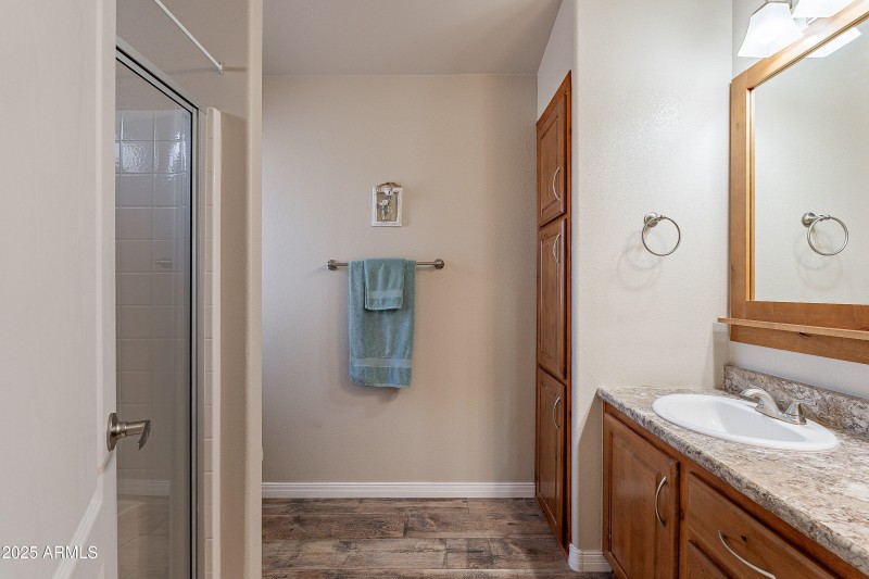 Walk-in shower in main bath