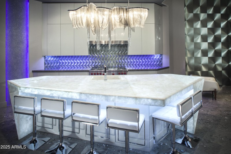 Striking opal marble countertops