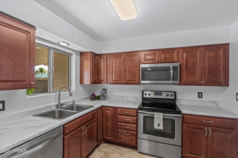 Tasteful warm cabinets