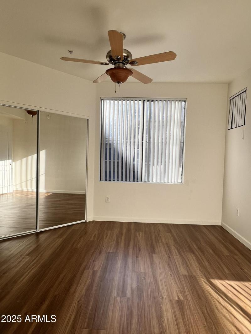 Bedroom with pool views