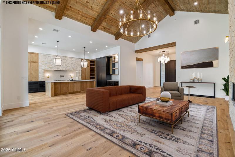 Digitally Staged Living Room To Kitchen