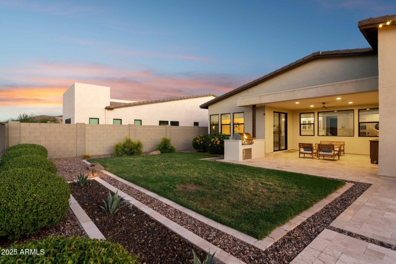 Rear lawn and covered patio