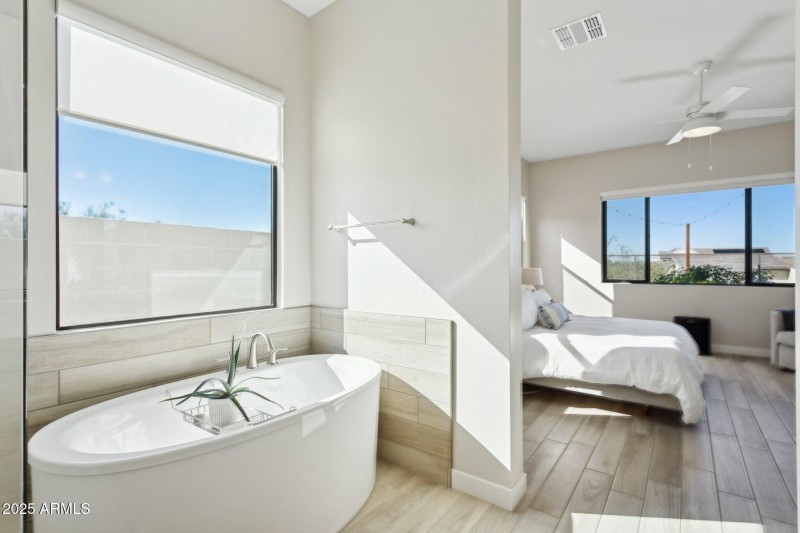 Primary bath to bedroom view