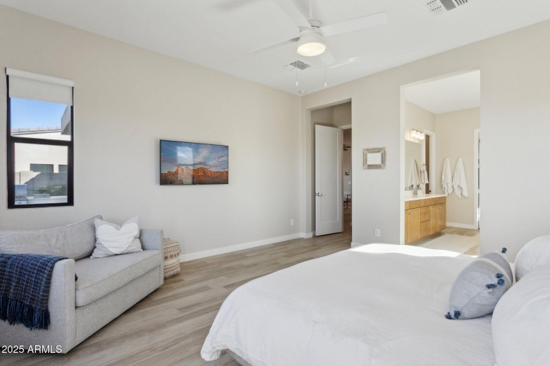 View from primary suite to bathroom