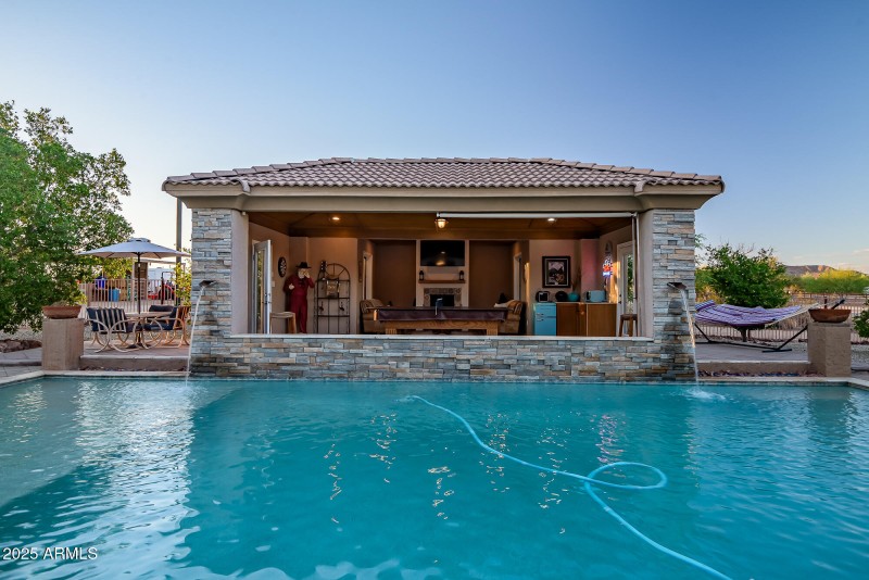 INTO POOL HOUSE