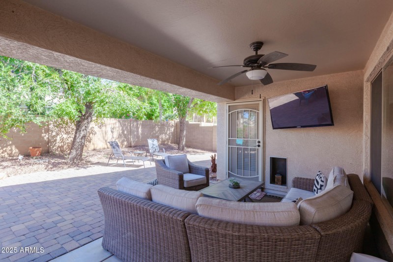 covered patio with tv