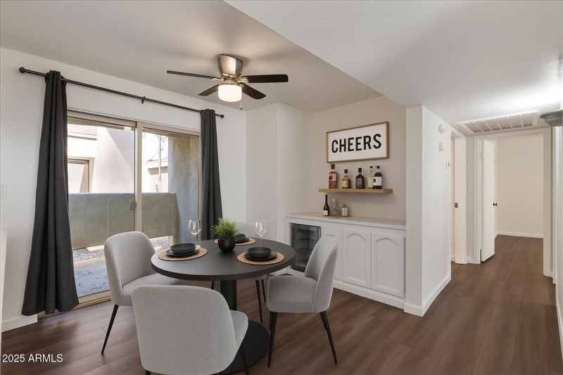 Staged dining area