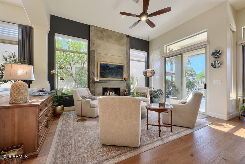 Family Room w/Backyard + Lake Views