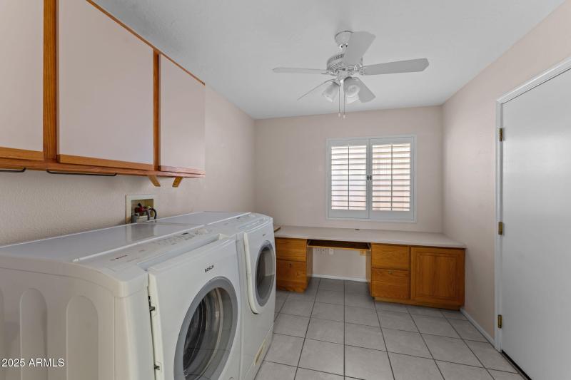Inside laundry with office space