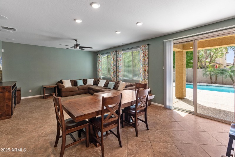 Kitchen opens to covered patio