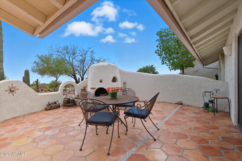Front patio with fireplace