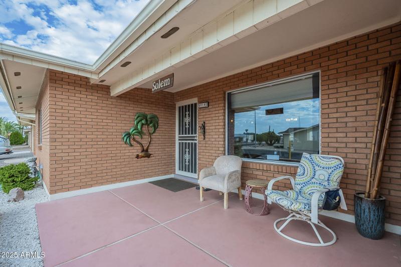 Front west-facing expanded patio