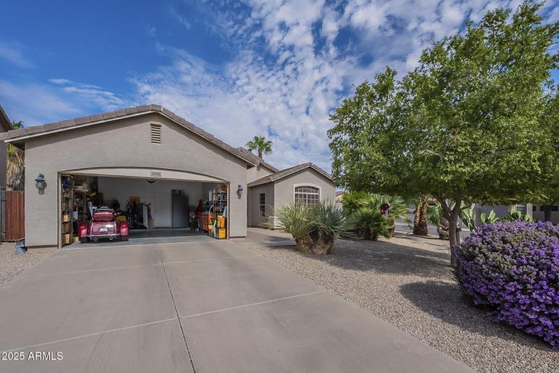 Two car garage, high ceilings