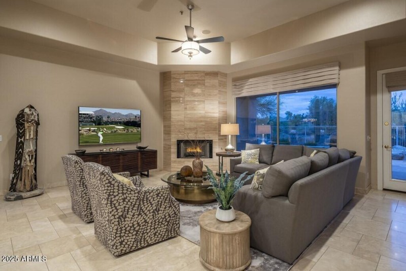 Floor to Ceiling Stone Fireplace